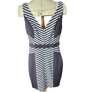 Guess black and white striped bodycon dress